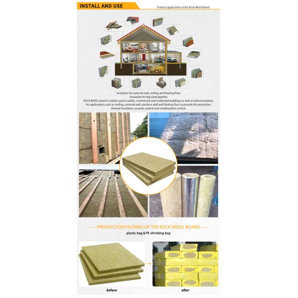 Insulation Material Rock Wool Board Slab Strip For Industry Equipments Boilers