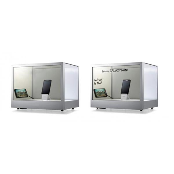 White Touch Screen Transparent Lcd Showcase With Android System / Remote Control