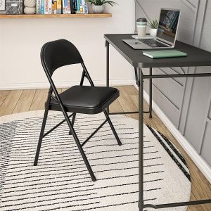 Height 29.92 Inch Black Metal Fold Up Chairs Collapsible Dining Chair Anti Wear