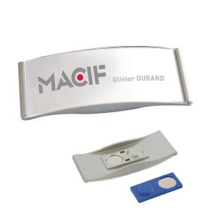 Cheap Arc Shaped Personalized Name Tag Badges Easily Clipped Non Clothing Damaging for sale