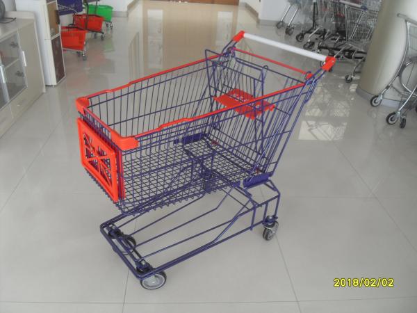 Quality Commercial 150L Wire Shopping Trolley Wire Mesh Shopping Cart With 5 Inch TPE Caster wholesale