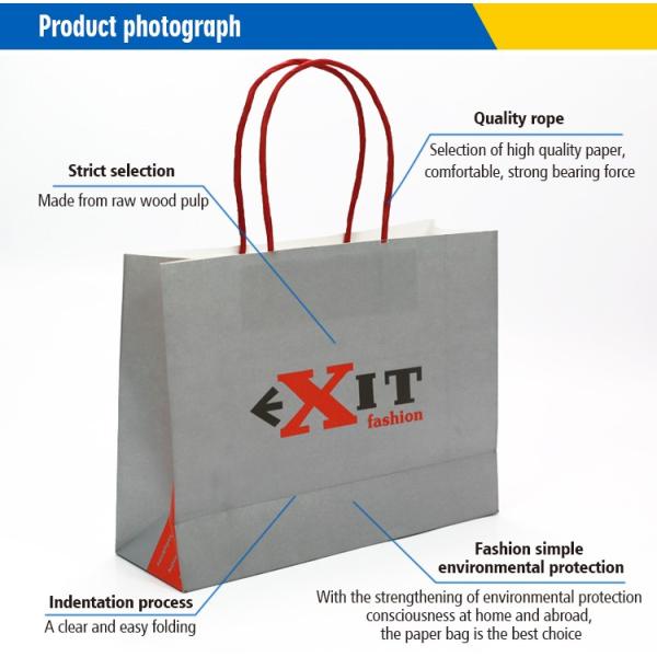 Custom design women's t-shirt packaging paper bag clothing shopping bags