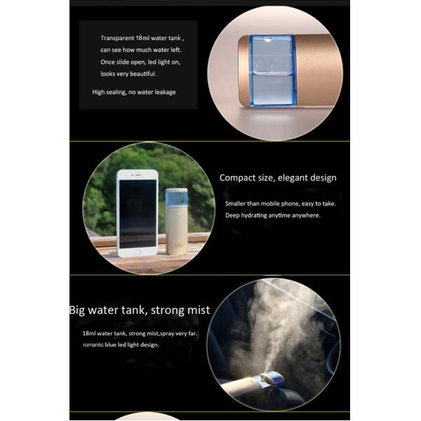 USB Rechargeable Nano Facial Mister , Textured Sliding Mini Handy Mist Sprayer