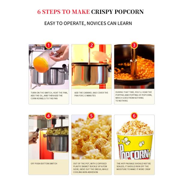 PLC Controlled Commercial Pop Corn Machine 1300W Power Consumption