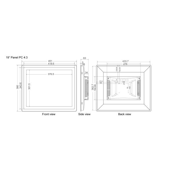 19 Inch Front IP65 Embedded Touch Panel PC Highly Sensitive And Fast-Response