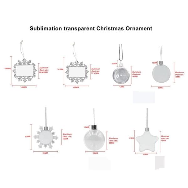 Sublimation Christmas Ornaments Blank High Transparent Plastic Snowflake Christmas Ornaments Sublimation