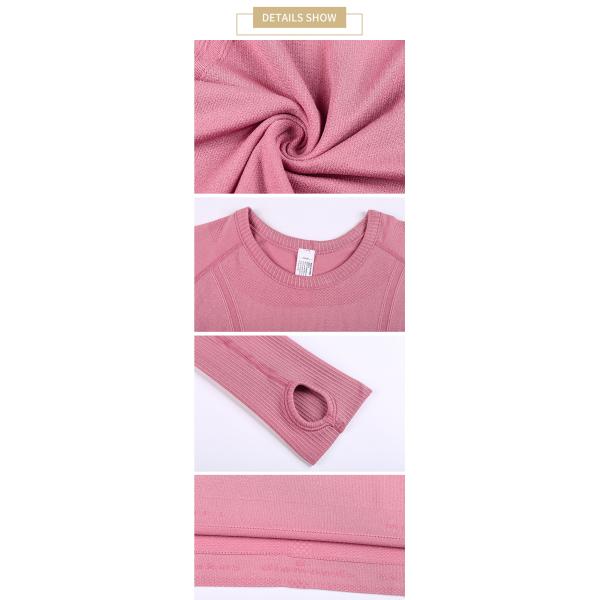 Wicking Women Activewear T Shirts Long Sleeve Knitted Seamless Workout Shirt