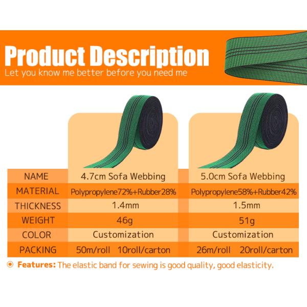 Sofa elastic webbing product close-up