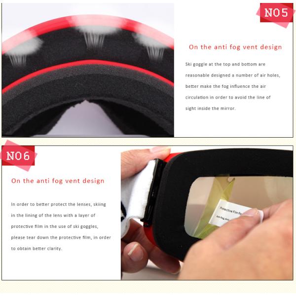 Durable Womens Ski Goggles Anti Scratch Shock Absorption Performance TPU Frame