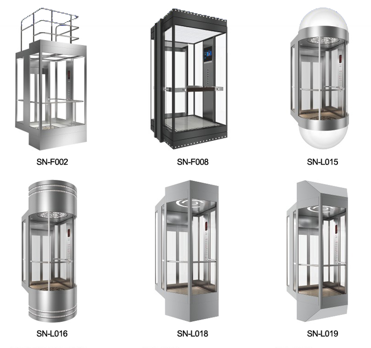 Panorama Elevator Car Design , Machine Elevator Parts With Frame