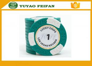 Cheap Clay Two Block TEXAS HOLDEM Clay Poker Chips With Paper Stickers / Engraved Words for sale