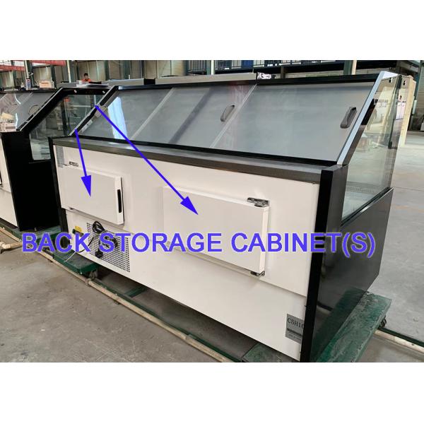 VENTILATED COOLING REFRIGERATED FOOD SHOWCASES WITH BACK STORAGE CABINETS