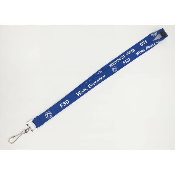 20MM Blue Tube Silk Screen Lanyards / Badge Holders Lanyards With Split Ring