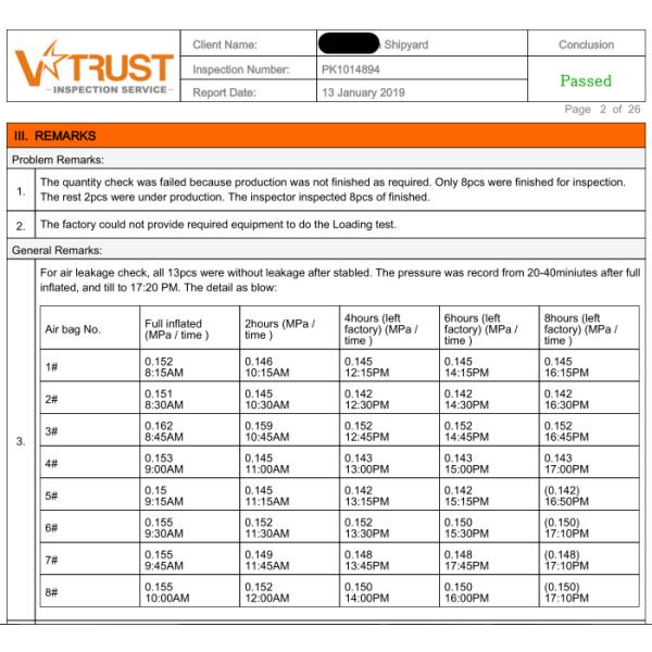 Inflatable Ship and Vessel Roller Rubber Airbags for Shipyards 15m x 15m Size