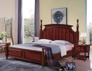 China Tall headboard $200/set Walnut painting Rubber Wood Bedroom Furniture set in Pine bedboard on sale