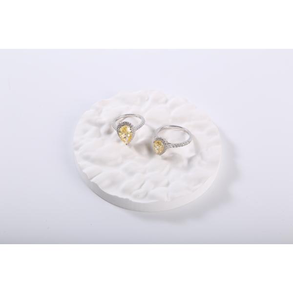 Radiant Cutting Pear Shaped 2.6g 925 Silver CZ Rings Sterling Silver Diamond Ring
