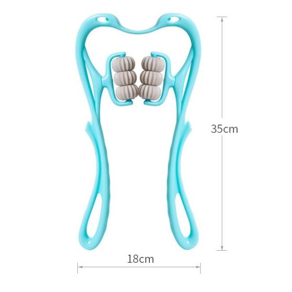 PP and TPR material neck massager blue and pink color easy use six wheel neck and shoulder massager