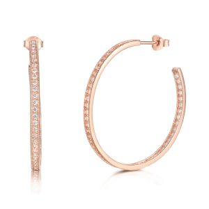 China Hoops Netflix 925 Silver CZ Earrings Rose Gold 40mm Hoop Earrings for Women on sale