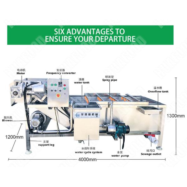 Ozone Vegetable Washing Machine High Efficiency For Food Processing Factory