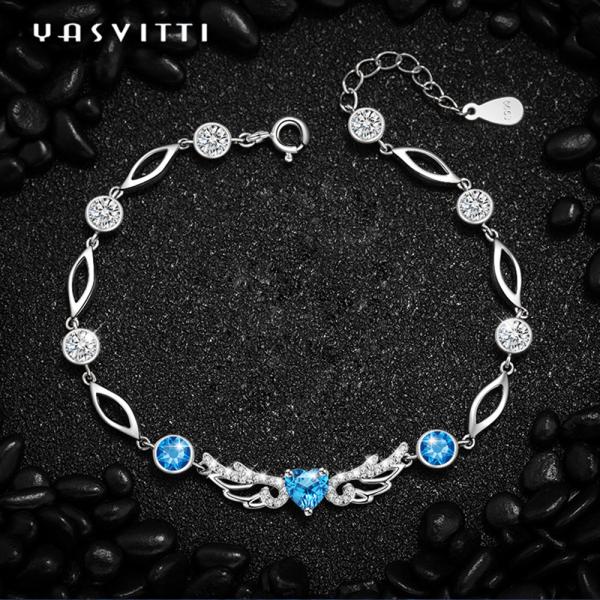 6.2g 0.21m Sterling Silver Jewelry Bracelets Inlaid Geometric 925 Blue Topaz Bracelet