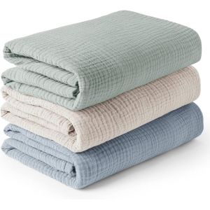 Cheap 3 Pack Muslin Swaddle Blankets for Unisex, Newborn Receiving Blanket for sale