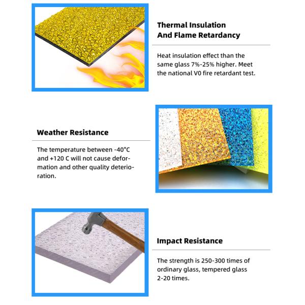 Fire Resistant PC Solid Sheet Building Plastic PC Embossed Sheet