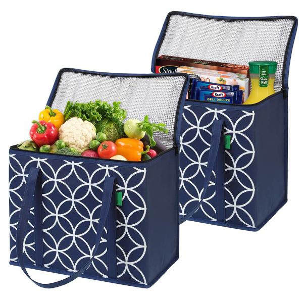 Custom Printed Insulated Cooler Tote Bags With Long Handles And Zipper Top