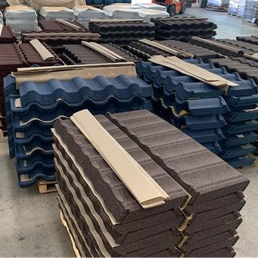 Suppliers Provide Waterproof Dark Red Stone Coated Metal Roof Tile for Apartment Buildings