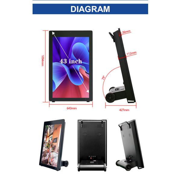 43 inch Outdoor portable battery powered kiosk outdoor lcd advertising digital signage display screens