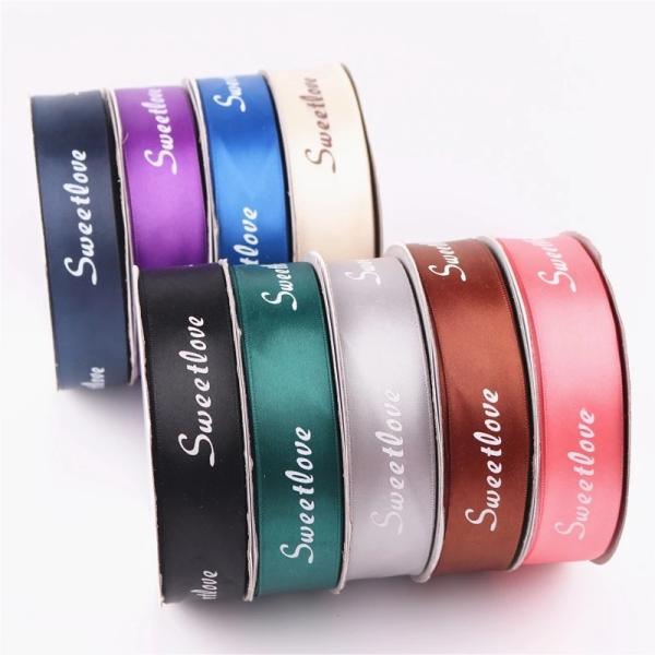 Flower Shop Custom Ribbon Polyester Silk Ribbon Printing Logo For Gift Packing