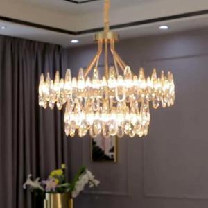 Cheap LED Gold Hanging Modern Luxury Crystal Glass Chandelier For Living Room Bedroom for sale