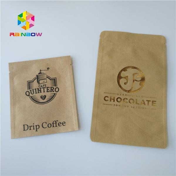 Brown Kraft Paper Bag Packaging Filter Coffee Powder Bags Matt Surface With Window