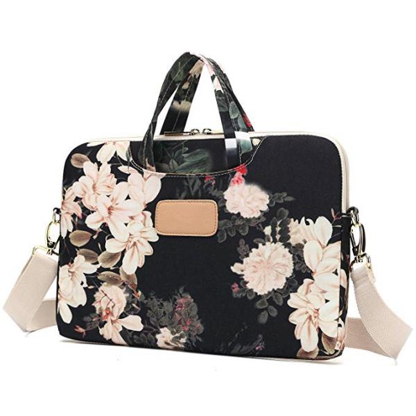 Quality Black Peony Pattern Waterproof Laptop Case , 12 Inch 13 Inch Pc Carry Bag wholesale