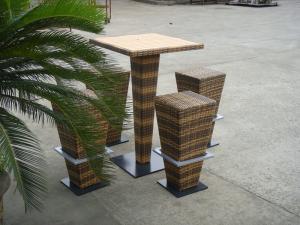 China Brown PE Rattan Bar Set , Home Balcony / Garden Table And Chairs on sale