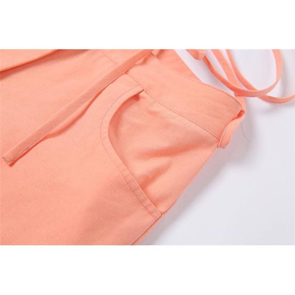 Thick 2 Piece Casual Pants Set Short T Shirt High Waist Straight Leg Pants Suit