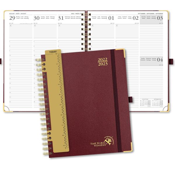 Bordeaux Leather Weekly Academic Planner From Jan. 2023 To Dec. 2023