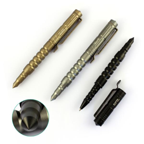 Less quantity Stainless steel LED tactical pen with multi-functional self-defense pen