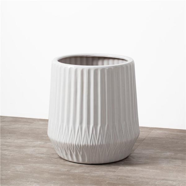 Nordic style white modern home decoration stripe flower succulent pots indoor outdoor gardening ceramic planters