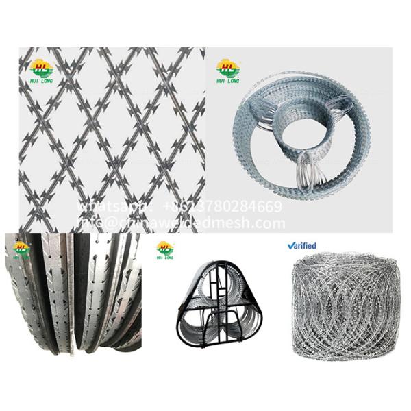 Clipped Concertina Razor Wire Galvanised Steel 300 MM Concertina Fencing