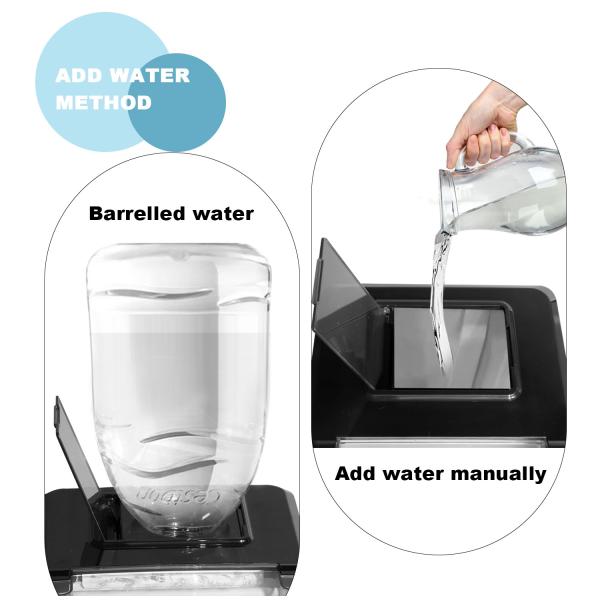 Household 20kg/24H Mini Ice Maker Cube Water Dispenser with Automatic Water Intake and Push Button Control Panel