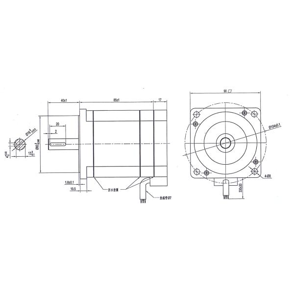 86mm 160W Brushless Permanent Magnet Motor 48v dc 1500rpm 1N.m Brushless dc motor