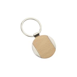 Buy cheap Nickel Iron Beech Wooden Metal Keychain Holder Promotional Round from wholesalers