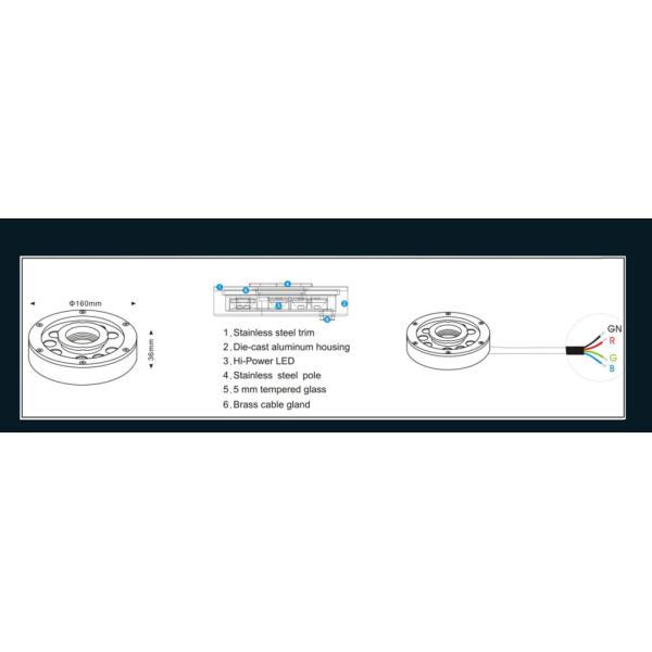 12Volt IP68 27W LED Fountain Ring Light Color Changing Water Fountain Light