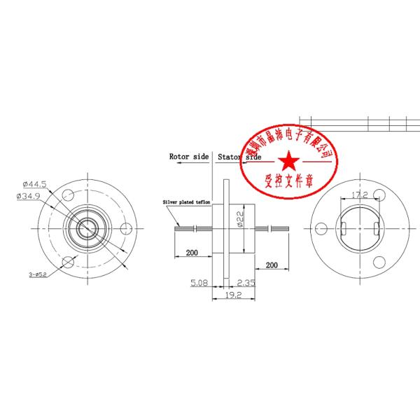 IP54 Coaxial Miniature Through Bore Slip Ring Rotating Speed Optional 240VAC