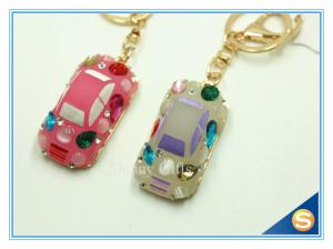 Cheap Wholesale Fashion Design Rhinestone Crystal Cars Key Chain Decoration Keychain For Women Car for sale
