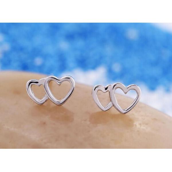 S925 sterling silver double love love romantic earrings connected to each other