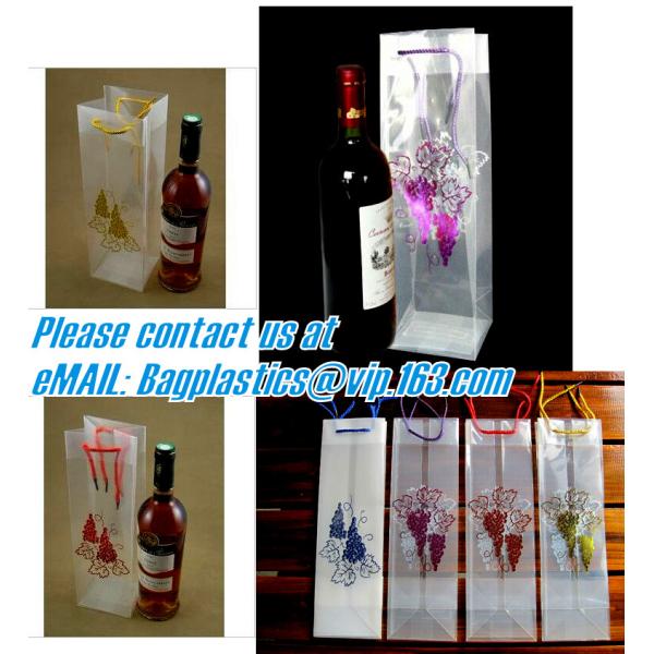 Customized square shape flower pattern long handle PP gift bag,flower vase, disposable flower plastic bag, plastic folda