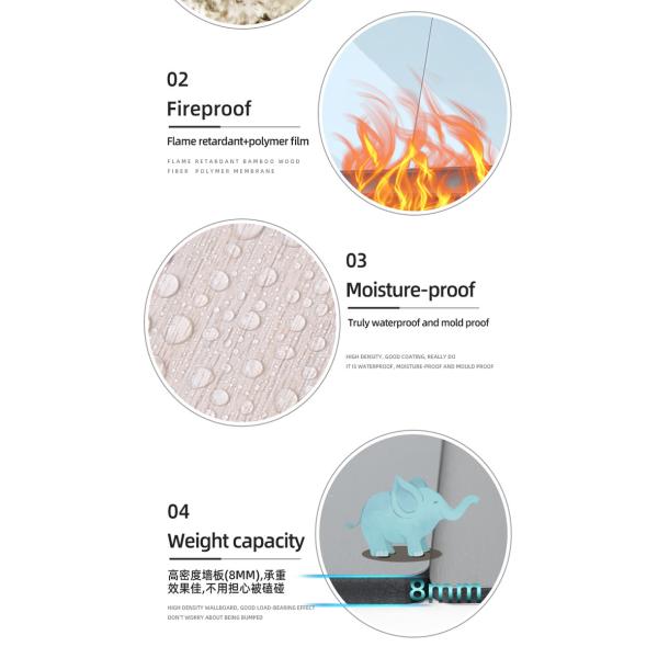 Eco Friendly Formaldehyde Free Marble Interior Decoration Wall Panel Bamboo Charcoal