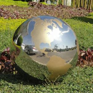 Cheap Gnee Garden Polished Metal Sphere Sculpture World Globe Sculpture Handmade for sale