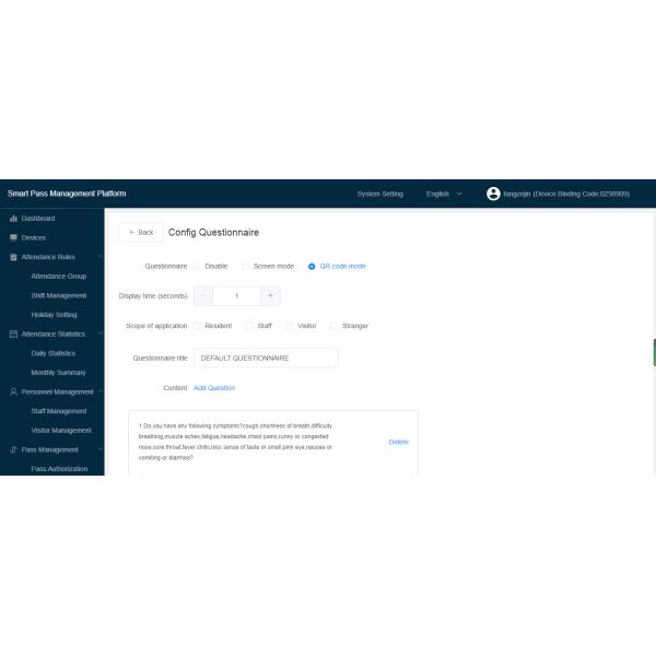 Biometric time and Attendance access control Face Recognition Infrared Thermometer scaner safe temp. kiosk MIPS software